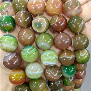 Natural Agate Beads Smooth Round Green Red Dye, approx 20mm [GA3686]