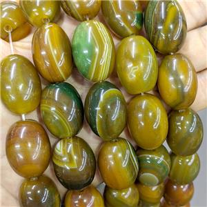 Natural Agate Barrel Beads Olive Dye, approx 20-28mm, 11pcs per st [GA3687]