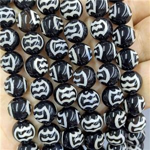 Black Tibetan Agate Beads Smooth Round, approx 10mm [GA3688-10MM]