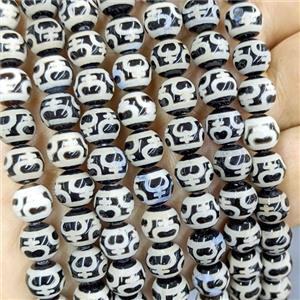 Black Tibetan Agate Beads Smooth Round, approx 8mm [GA3698-8MM]