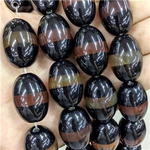 Tibetan Style Agate Beads Barrel Coffee Dye, approx 20-28mm, 12pcs per st [GA3705]