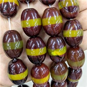 Tibetan Style Agate Beads Barrel Red Dye, approx 20-28mm, 12pcs per st [GA3706]