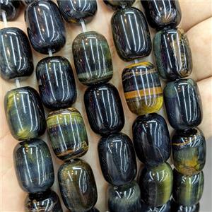 Tiger Eye Stone Barrel Beads Blue Yellow, approx 13-18mm [GA3707]