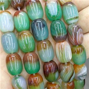 Natural Agate Barrel Beads Green Red Dye, approx 13-18mm [GA3708]