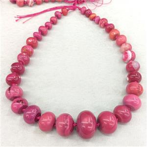 Natural Agate Rondelle Beads Graduated Red Dye Smooth, approx 12-30mm [GA3717]