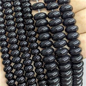 Black Onyx Agate Rondelle Beads Smooth, approx 6x12mm [GA3719-6X12MM]