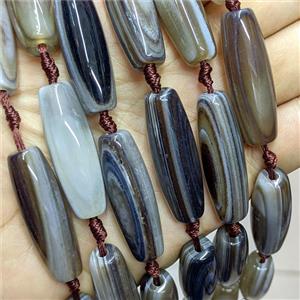 Natural Stripe Agate Rice Beads Banded Coffee Dye, approx 13-40mm, 8pcs per st [GA3728]