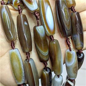 Natural Stripe Agate Rice Beads Banded Coffee Dye, approx 13-40mm, 8pcs per st [GA3729]