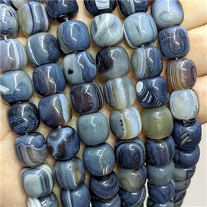 Natural Stripe Agate Barrel Beads Banded Inkblue Dye, approx 12-13mm, 27pcs per st [GA3731]