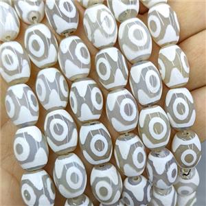 Tibetan Agate Barrel Beads White Eye, approx 12-16mm, 20pcs per st [GA3735]