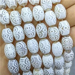 Tibetan Agate Barrel Beads White, approx 12-16mm, 20pcs per st [GA3738]