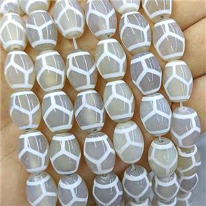 Tibetan Agate Barrel Beads White Tortoise, approx 12-16mm, 20pcs per st [GA3739]