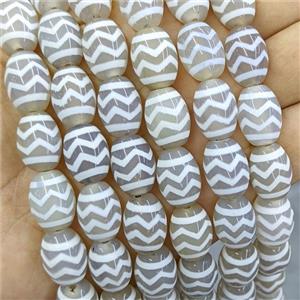 Tibetan Agate Barrel Beads White Wave, approx 12-16mm, 20pcs per st [GA3740]