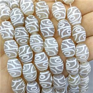 Tibetan Agate Barrel Beads White, approx 12-16mm, 20pcs per st [GA3742]