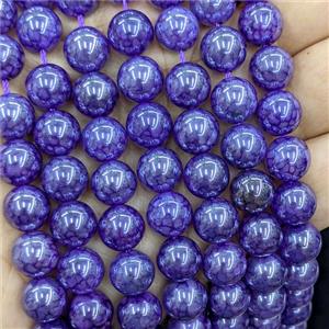 Natural Dragon Veins Agate Beads Purple Dye Smooth Round Electroplated, approx 10mm [GA3755]
