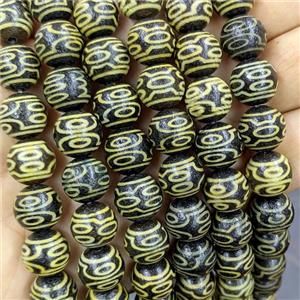 Black Tibetan Agate Round Beads Yellow Eye, approx 12mm, 32pcs per st [GA3761]