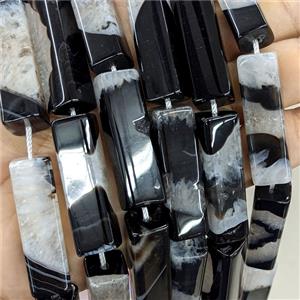 Agate Druzy Cuboid Beads Black White Dye, approx 12-40mm [GA3788]