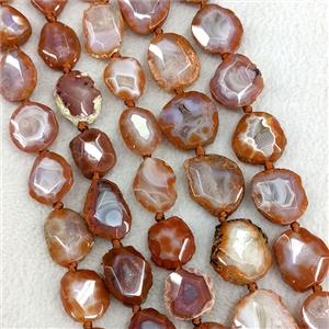 Natural Red Carnelian Agate Nugget Slice Beads Freeform Faceted, approx 15-22mm [GA3799]