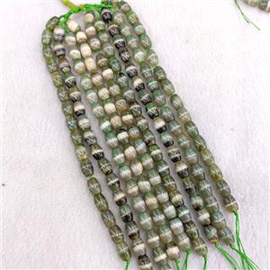 Natural Tibetan Agate Barrel Beads Green Dye, approx 8-10mm, 16pcs per st [GA3808]