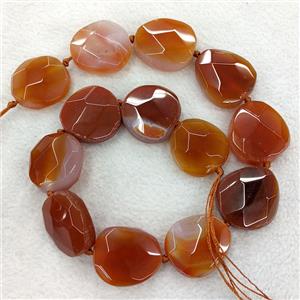 Natural Red Carnelian Agate Slice Beads Freeform Faceted, approx 25-30mm [GA3821]