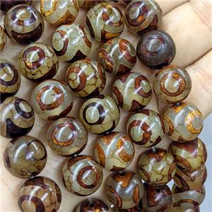 Tibetan Agate Beads Eye Coffee Smooth Round, approx 14mm [GA3997]