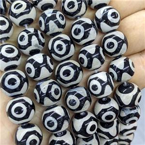 Tibetan Agate Beads Black White Eye Smooth Round, approx 14mm [GA3998]