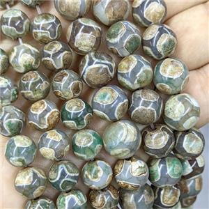 Tibetan Agate Beads Green Tortoise Smooth Round, approx 12mm [GA4001-12MM]