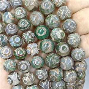 Tibetan Agate Beads Green Eye Smooth Round, approx 12mm [GA4003-12MM]