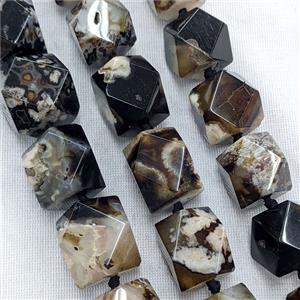 Natural Black Sakura Agate Beads Freeform Dye, approx 17-19mm [GA4005]