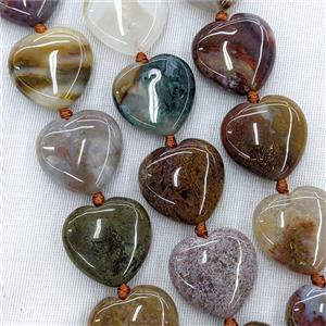 Natural Ocean Agate Heart Beads Multicolor, approx 25mm [GA4009]