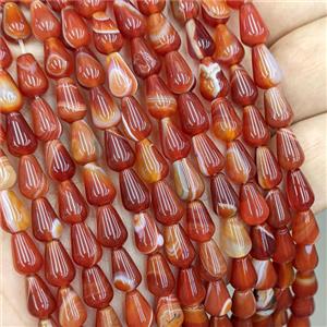 Natural Red Stripe Agate Teardrop Beads Dye, approx 6-9mm [GA4016]