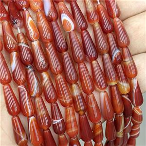 Natural Red Stripe Agate Teardrop Beads Dye, approx 6-16mm [GA4018]