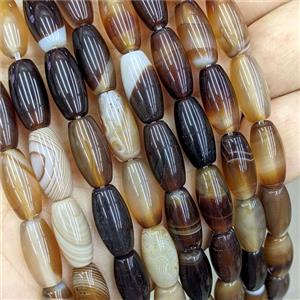 Natural Coffee Stripe Agate Barrel Beads, approx 8-16mm [GA4023]