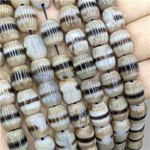 Tibetan Agate Barrel Beads Coffee Black Dye, approx 10-12mm [GA4029]