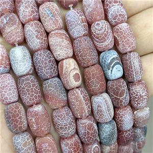 Red Fire Agate Barrel Beads, approx 10-14mm [GA4036]