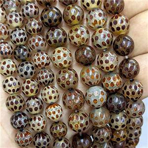 Tibetan Agate Beads Smooth Round Coffee Dye, approx 10mm [GA4044-10MM]