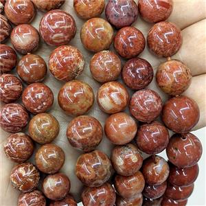 Red Coral Fossil Beads Smooth Round, approx 20mm [GA4047-20MM]