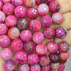 Hotpink Agate Beads Faceted Round B-Grade Dye, approx 14mm [GA4056]