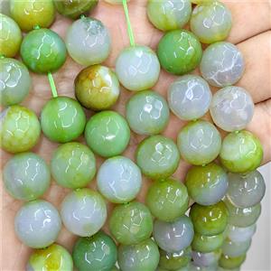 Green Agate Beads Faceted Round Dye, approx 14mm [GA4060]