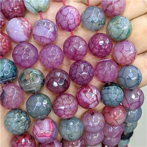 Green Pink Veins Agate Beads Faceted Round Dye, approx 14mm [GA4061]