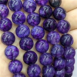 Purple Veins Agate Beads Smooth Round Dye, approx 14mm [GA4071]