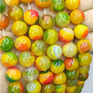 Agate Beads Smooth Round Dye Multicolor, approx 14mm [GA4078]