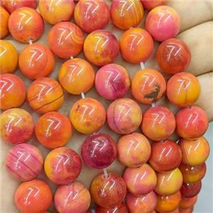 Agate Beads Smooth Round Dye Orange, approx 14mm [GA4084]