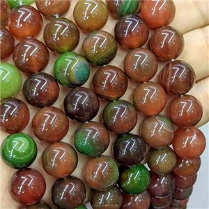 Red Green Agate Beads Smooth Round Dye, approx 14mm [GA4087]