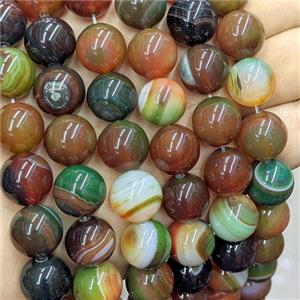Stripe Agate Beads Smooth Round Dye Multicolor Banded, approx 14mm [GA4089]