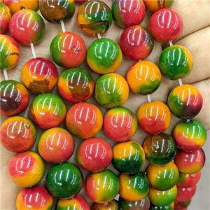 Agate Round Beads Smooth Dye Multicolor, approx 14mm [GA4094]