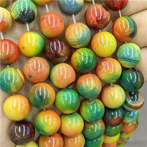 Agate Round Beads Smooth Dye Multicolor, approx 14mm [GA4095]