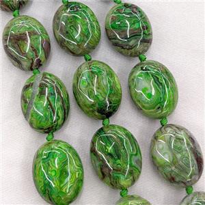Natural Mexican Crazy Lace Agate Oval Beads Green Dye, approx 25-32mm [GA4104]