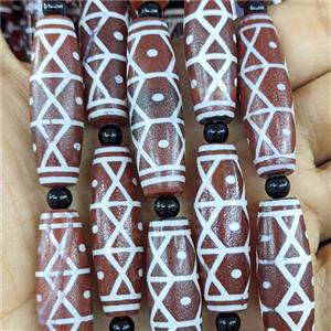 Tibetan Style Agate Rice Beads Redcoffee Dye, approx 12-38mm, 8pcs per st [GA4151]