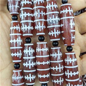 Tibetan Style Agate Rice Beads Redcoffee Dye, approx 12-38mm, 8pcs per st [GA4152]